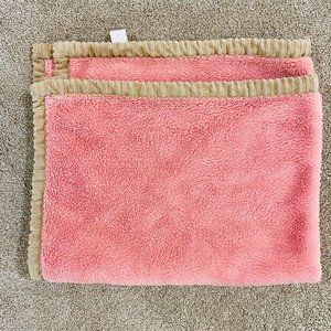 Chick Pea Plush Baby Blanket Pink/ Beige Ribbed Trim Lovey Crib Girl Replacemen